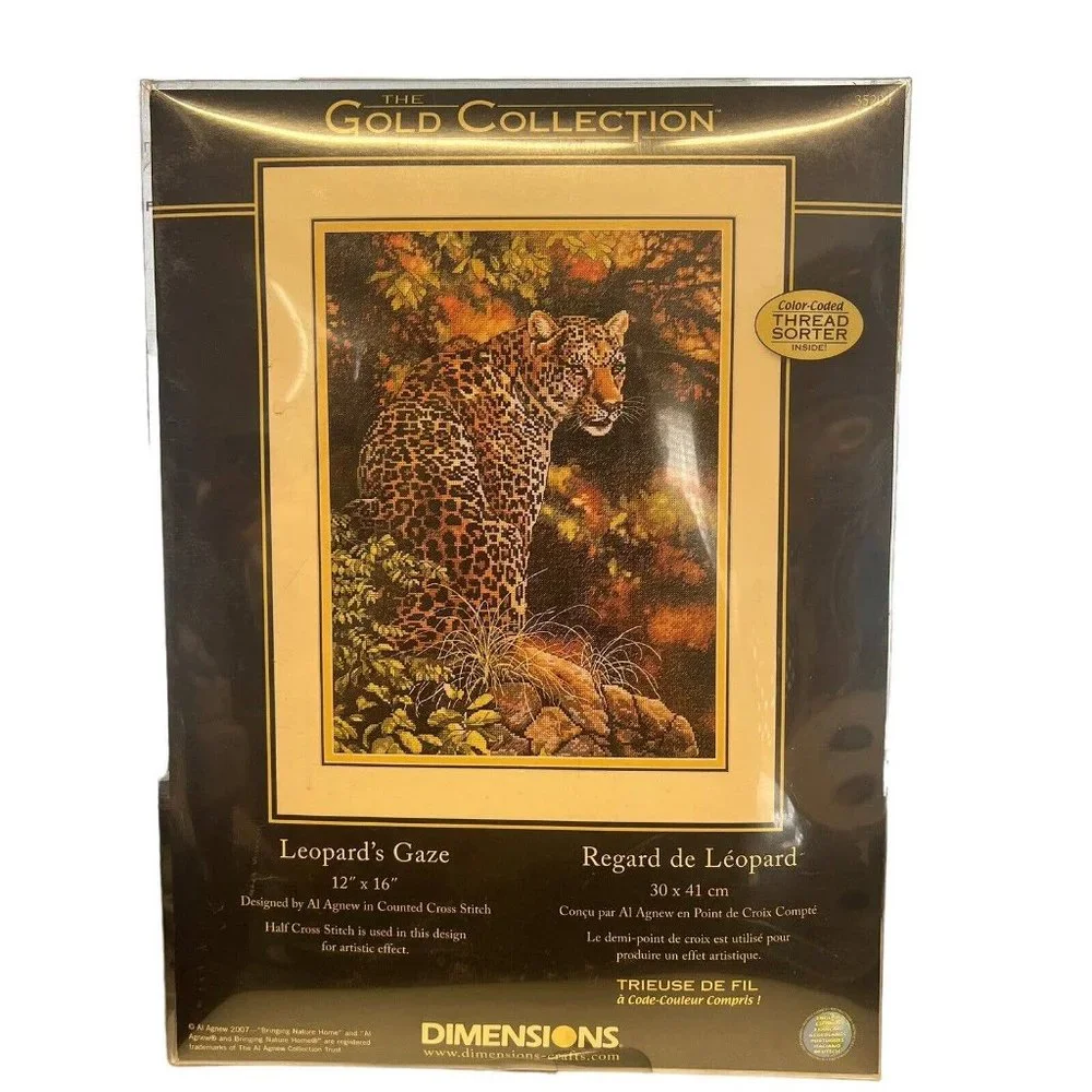 NEW Dimensions GOLD COLLECTION Leopard's Gaze Cross Stitch Kit‎ #35209
